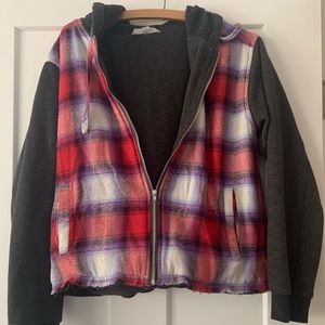 Honey punch flannel zip up hoodie